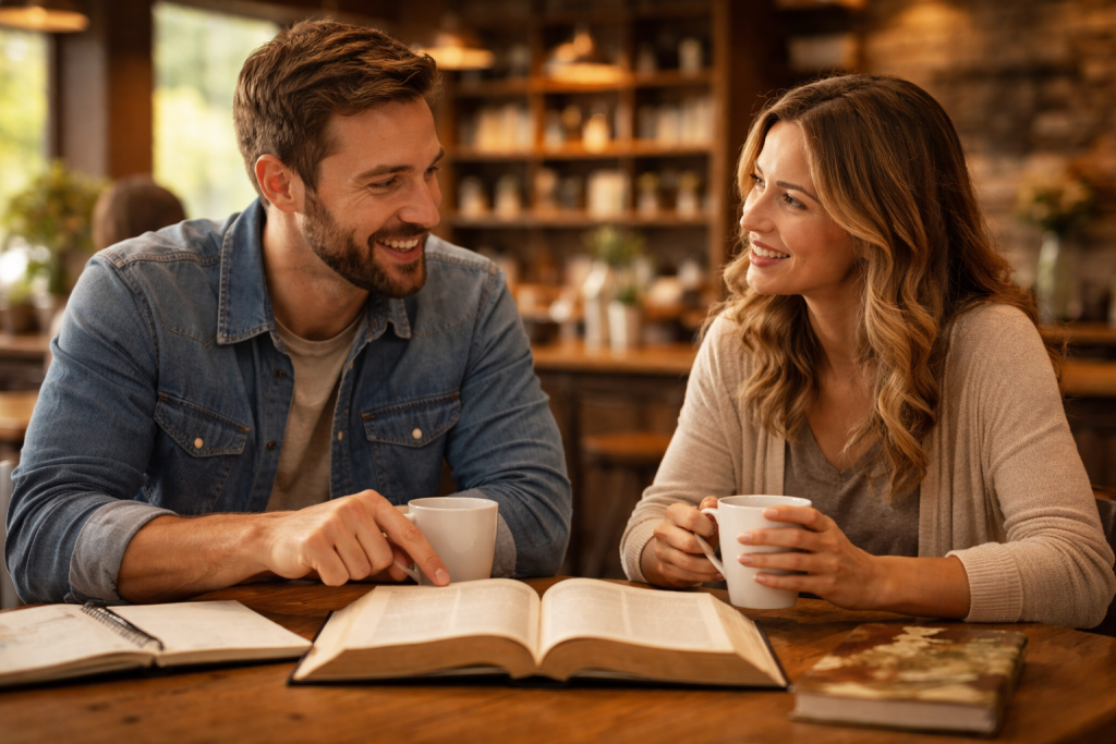 A married couple who use snichin on God as a way to share their praise with others about what god has done as blessing in their walk today.
